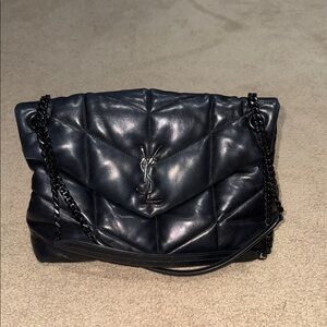 Yves Saint Laurent Black Quilted Shoulder Bag leather